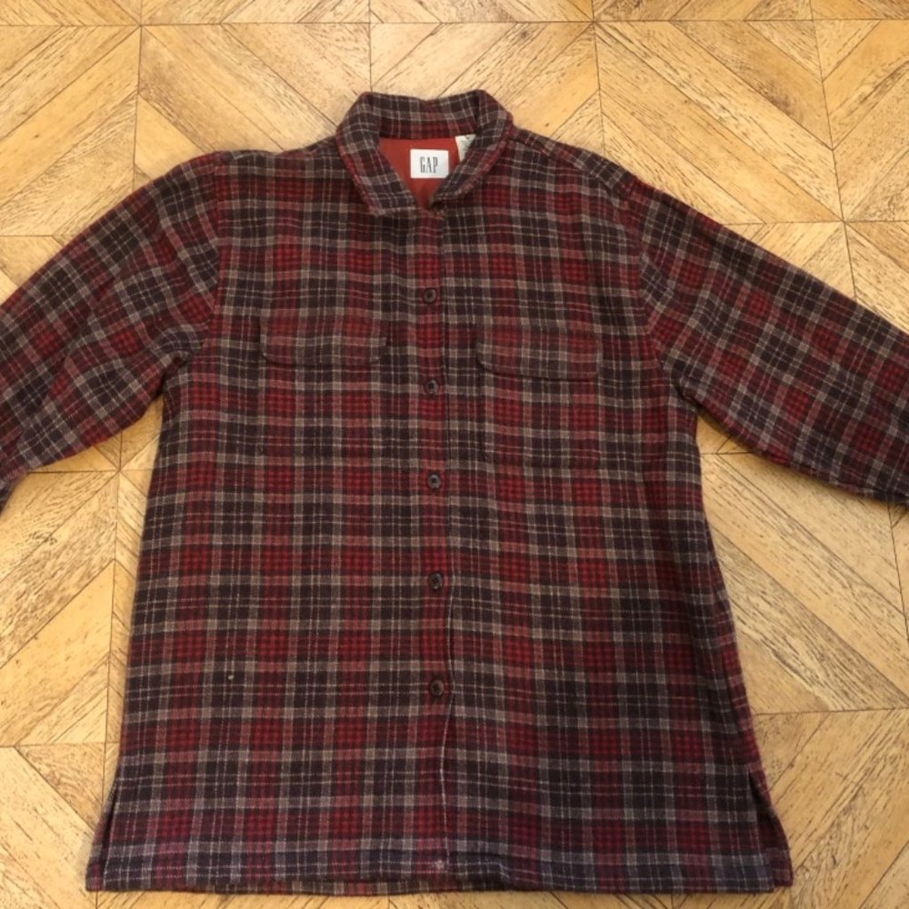 90s vintage GAP boyfriend plaid wool over shirt